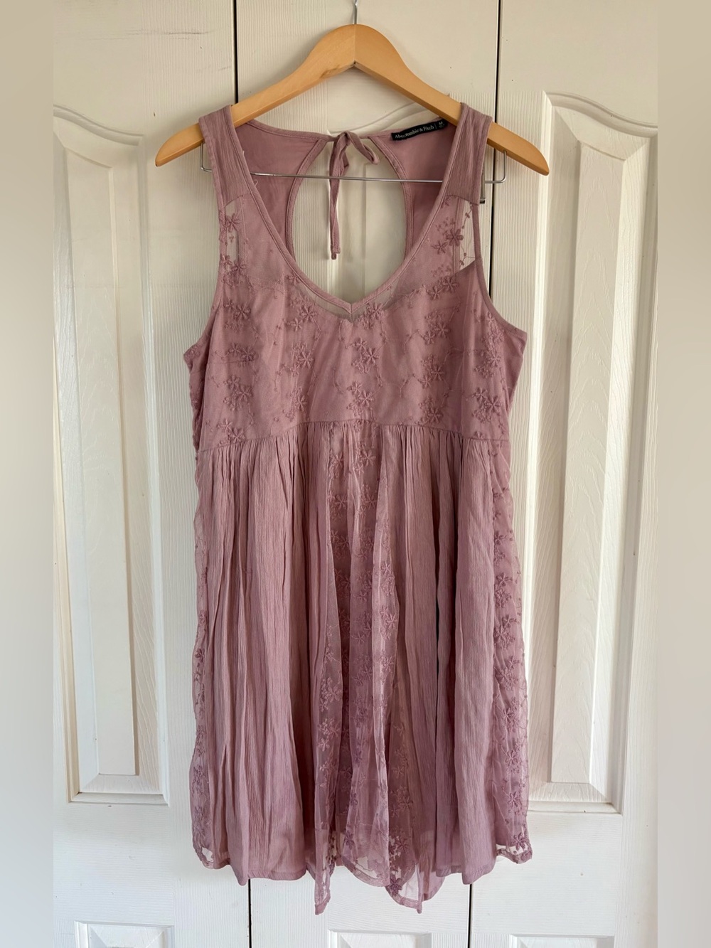 Vintage Abercrombie Y2K Embroidered Babydoll Mini Dress Size M Coquette Fairy